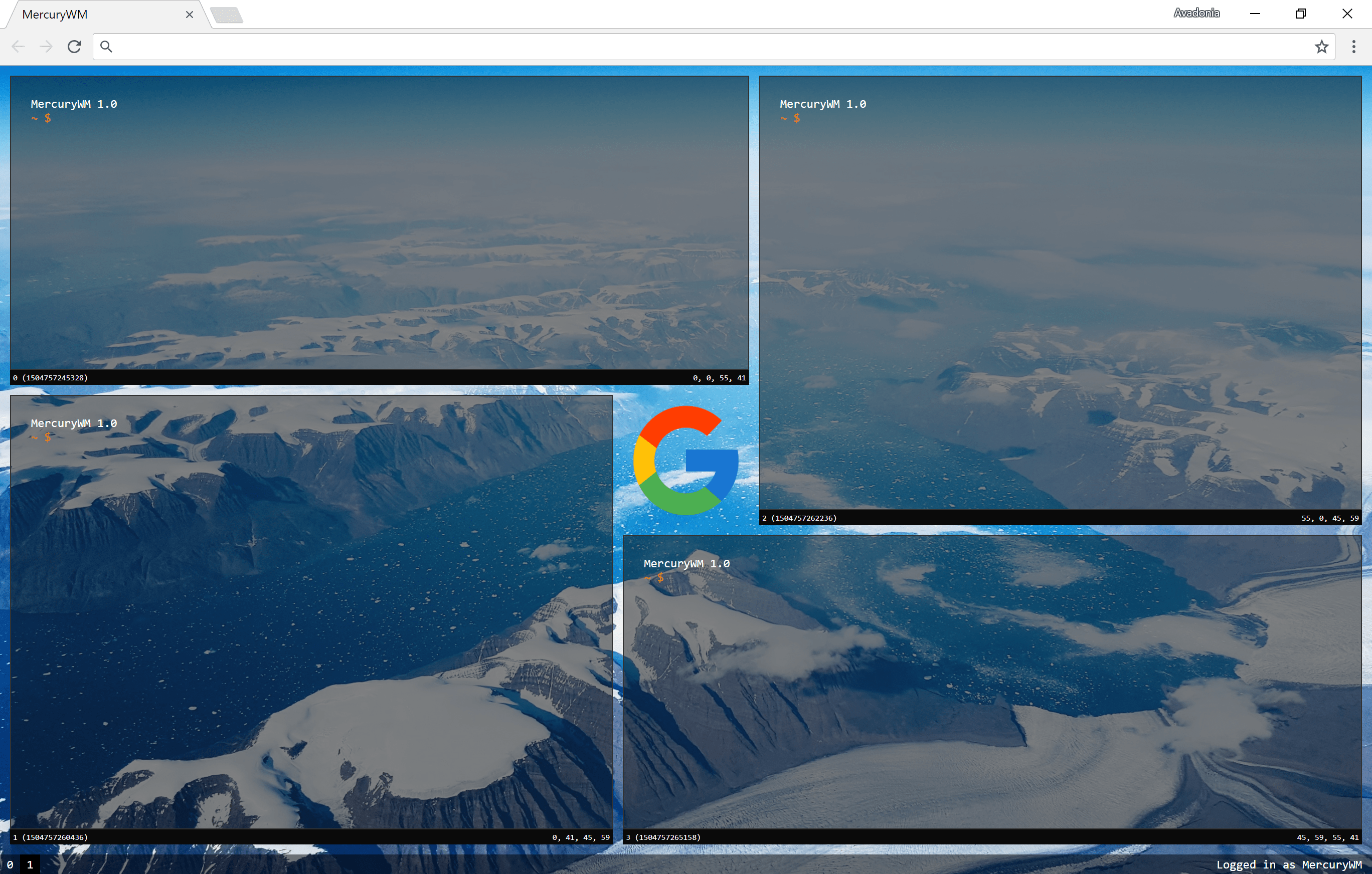 Complex window layout with image script