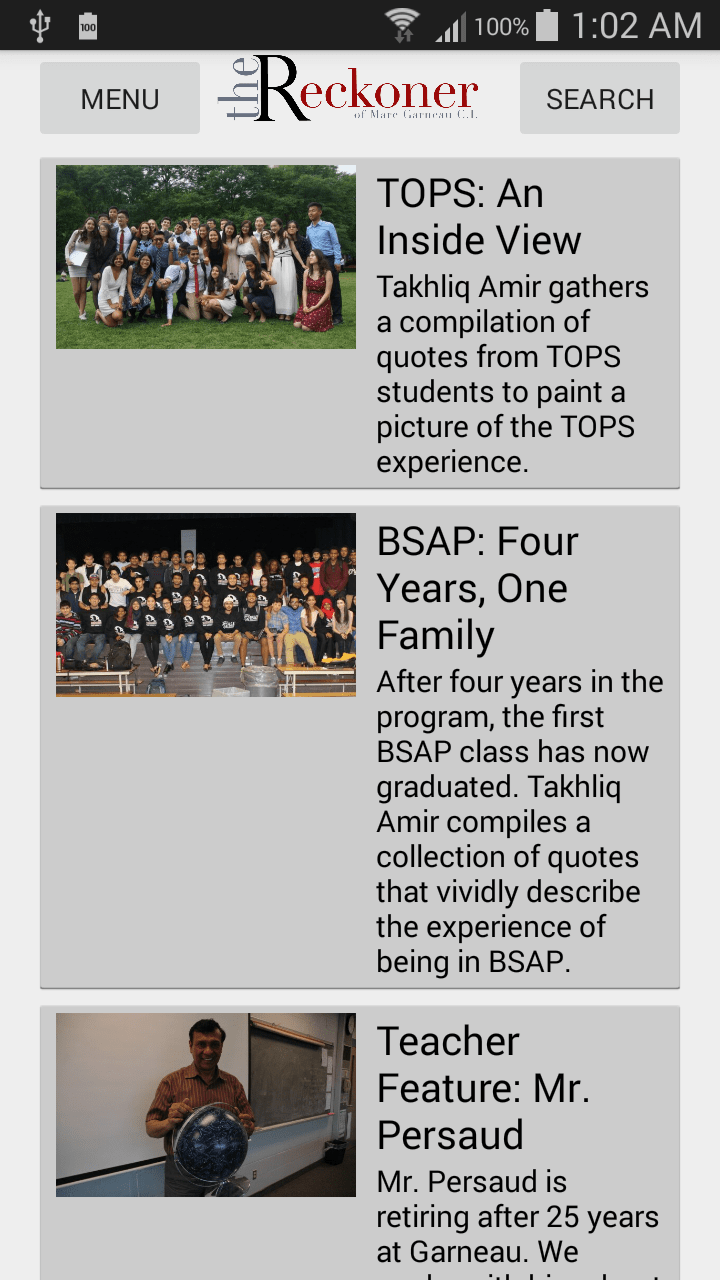 Displays latest articles with images